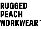 Black text 'RUGGED PEACH WORKWEAR' on a white background